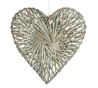 Red Hamper Wicker Heart Wreath Grey Wash Finish - Large