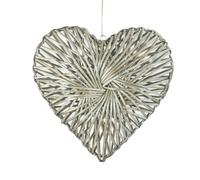 Red Hamper Wicker Heart Wreath Grey Wash Finish - Medium