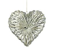 Red Hamper Wicker Heart Wreath Grey Wash Finish - Small