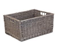Red Hamper Wicker Jumbo Antique Wash Unlined Storage Basket in Brown Red Hamper Brown