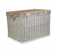 Red Hamper Wicker Large White Wash Storage Hamper with Cotton Lining Basket in Red Red Hamper Red