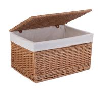 Wicker Light Steamed Cotton Lined Storage Basket Red Hamper Brown M