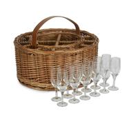 Wicker Light Steamed Garden Party Basket Red Hamper Brown One Size