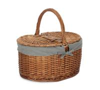 Red Hamper Large Light Steamed Oval Butterfly Lidded Wicker Picnic Basket - Grey - Wicker - 1
