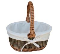 Red Hamper Wicker Lined Country Oval Shopping Basket in White | Size: Small Red Hamper White S