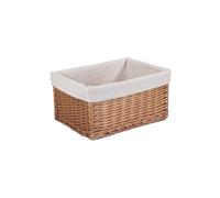 Wicker Lined Double Steamed Storage Basket Red Hamper White L