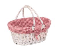 Red Hamper Wicker Medium White Swing Handle Shopping Basket Red Hamper White M