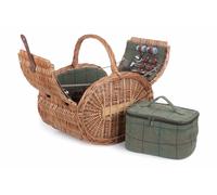 Red Hamper Wicker Oval 4 Person Green Tweed Picnic Basket in Natural Red Hamper Natural