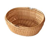 Red Hamper Wicker Oval Market Shopping Basket in Brown Red Hamper Brown