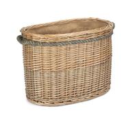 Wicker Oval Rope Handled Log Basket Red Hamper Brown One Size