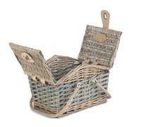 Poplar Antique Wash Swing Handle Picnic Basket - Grey