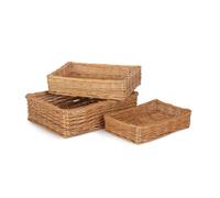 Red Hamper Wicker Rectangular Straight-Sided Tray Set of 3 in Brown Red Hamper Brown