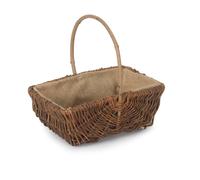 Red Hamper Wicker Rectangular Unpeeled Willow Garden Trug With Hessian Lining in Brown | Size: Medium Red Hamper Brown M