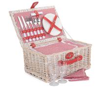Red Hamper Wicker Red & White Gingham 2 Person Fitted Picnic Basket Red Hamper Red