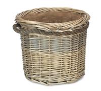 Red Hamper Wicker Rope Handled Antique Wash Round Log Basket in Brown Red Hamper Brown