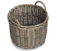 Red Hamper Wicker Round Straight-Sided Log Storage Basket in Brown Red Hamper Brown