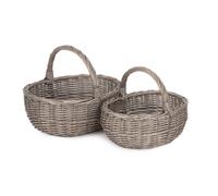 Red Hamper Wicker Set of 2 Unlined Antique Wash Bathroom Shopping Basket in Grey Red Hamper Grey