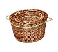 Red Hamper Wicker Set of 3 Buff Rope Handled Log Baskets in Brown Red Hamper Brown