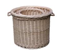 Wicker Set of 3 Deluxe Rope Handled Log Baskets Red Hamper Brown One Size