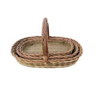 Wicker Set of 3 Holker Lined Garden Trugs Red Hamper Brown One Size