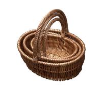 Wicker Set of 3 Oval Gift Shopping Baskets Red Hamper Brown One Size