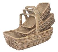 Red Hamper Wicker Set of 3 Rectangular Garden Trugs in Brown Red Hamper Brown
