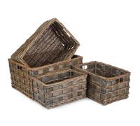Red Hamper Wicker Set of 4 Unlined Grey Scandi Storage Basket Red Hamper Grey
