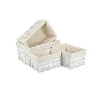 Red Hamper Wicker Set of 4 White Scandi Storage Basket With White Lining Red Hamper White