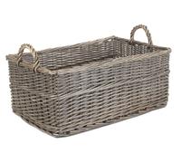Red Hamper Medium Shallow Antique Wash Storage Wicker Basket, Brown