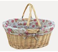 Cotton Lined Swing Handle Shopping Basket Red Hamper Red One Size