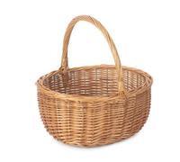 Wicker Shopping Basket Double Steamed Oval Shopper Red Hamper Brown One Size