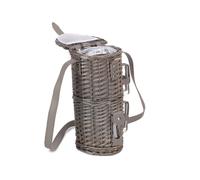 Wicker Single Bottle and 2 Cartridge Glass Carrier With Shoulder Strap Red Hamper Grey One Size