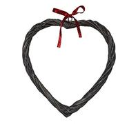 Red Hamper Wicker Slim Heart Wreath with Red Spotty Ribbon, H27 x W2 x D26.5cm