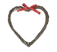 Red Hamper Wicker Slim Heart Wreath With Red Spotty Ribbon - Slim