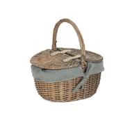 Red Hamper EH091 Wicker Small Antique Wash Double Lidded Oval Picnic Basket
