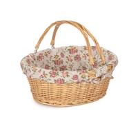 Red Hamper Wicker Small Swing Handle Shopping Basket With Rose Lining in Brown Red Hamper Brown S
