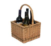 Wicker Steamed Two Tone Bottle Carrier Red Hamper Brown One Size
