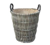 Red Hamper Wicker Tall Grey Round Hessian Lined Log Basket Red Hamper Grey