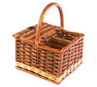 Red Hamper Wicker Two Tone Hambledon Empty Picnic Basket in Brown Red Hamper Brown