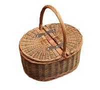 Red Hamper Wicker Two Tone Oval Picnic 2 Lids Empty Picnic Basket in Brown Red Hamper Brown