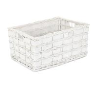 Wicker Unlined White Scandi Storage Basket Red Hamper White M