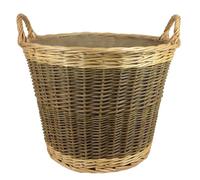Red Hamper Wicker Unpeeled Log Basket with Lining in Brown Red Hamper Brown
