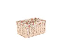 Wicker White Wash Garden Rose Lined Storage Basket Red Hamper Red S
