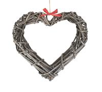 Red Hamper Wicker Wide Heart Wreath With Red Spotty Ribbon - Wide