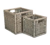 Red Hamper Wooden Framed Split Willow Storage Basket - Set of 2