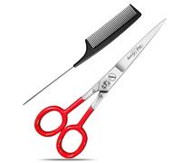 Red Handel Professional Hairdressing Scissors Barber Salon Hair Cutting Sharp Razor Shear (6.5")