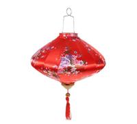 Red Hanging Lantern Decorative Floral Antique Style Iron Wire Cloth
