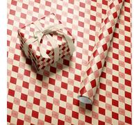 Red Harlequin Wrapping Paper Roll - Wide Roll (59.4cm x 3.6m) - Vintage Diamond Gift Wrap for Women, Men, Birthday, Christmas, Valentine's Day & Anniversary by Dyefor