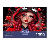 Red Hat Girl Heart Background Jigsaw Puzzle for Adults 1000 Piece Paper Puzzle Game 70x50cm/1000pcs