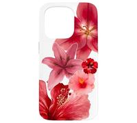 Red Hawaii Hibiscus Tiger Lily Flowers Tropical Summer Case for iPhone 15 Pro